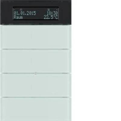 Pulsador B.IQ de 4 direcciones con controlador de temperatura y display de cristal blanco