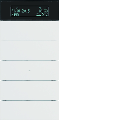 Pulsador B.IQ de 5 direcciones con controlador de temperatura y display blanco