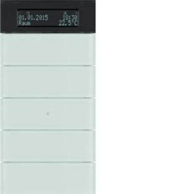 Pulsador B.IQ de 5 direcciones con controlador de temperatura y display de cristal blanco