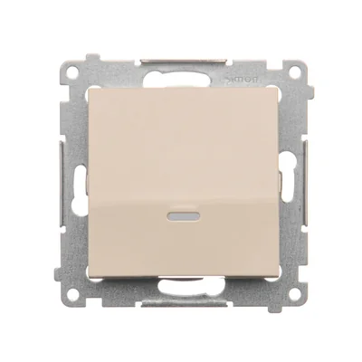 Pulsador de contacto simple con retroiluminación LED sin pictograma (módulo) 16A 250V terminales de tornillo crema
