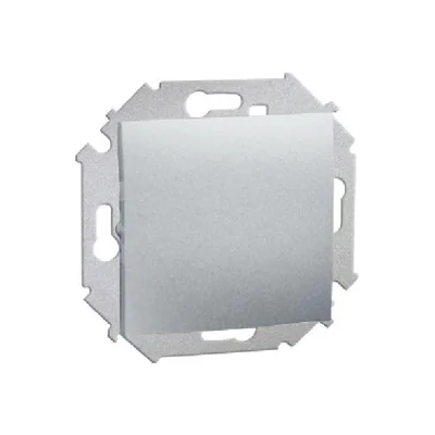 Pulsador de contacto simple sin pictograma (módulo), 10A, 230V, terminales de tornillo, aluminio (metálico)