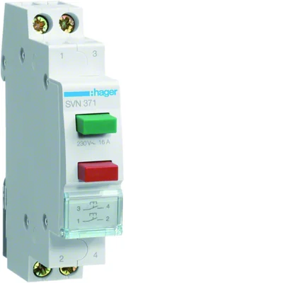 Pulsador doble mando 16A 1NO, verde y rojo