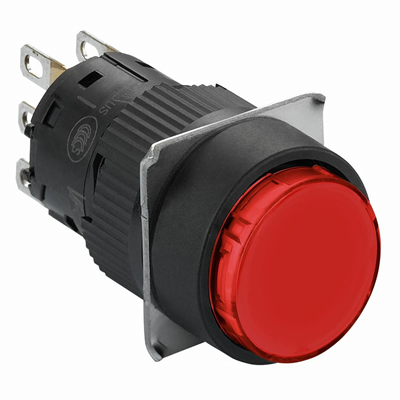 Pulsador iluminado Harmony XB6 Rojo Plano 1 CO 24 VCC 16 mm Plástico