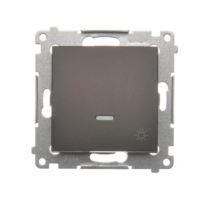 Pulsador "luz con retroiluminación LED" 16AX 250V terminales de tornillo bronce mate metalizado