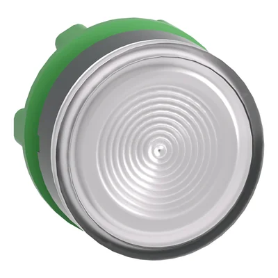 Pulsador plano, blanco, autorretornable, plástico LED, ondulado, sin marca