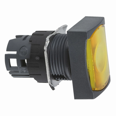 Pulsador plano Harmony XB6, amarillo, autorretorno, plástico, LED rectangular