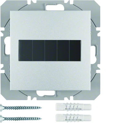 Pulsador plano KNX RF QUICKLINK B.KWADRAT/B.3/B.7 de 1 vía con placa solar aluminio mate