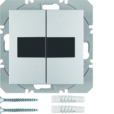 Pulsador plano KNX RF QUICKLINK B.KWADRAT/B.3/B.7 de 2 vías con panel solar, aluminio mate