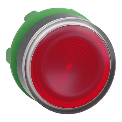 Pulsador plano, rojo, autorretornable, plástico, ondulado, sin marca