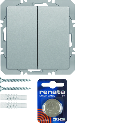 Pulsador radio KNX RF QUICKLINK Q.1/Q.3 2 vías plano aluminio