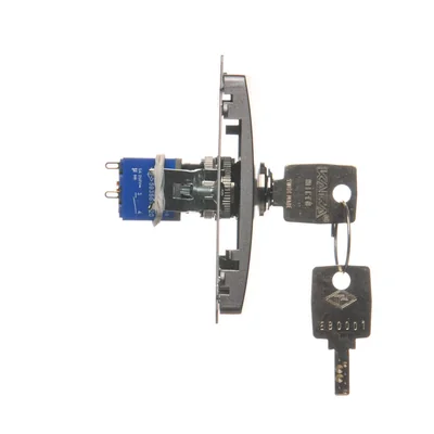 Pulsador unipolar con llave, 2 posiciones, acero inoxidable metálico