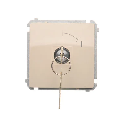 Pulsador unipolar con llave, 2 posiciones, beige