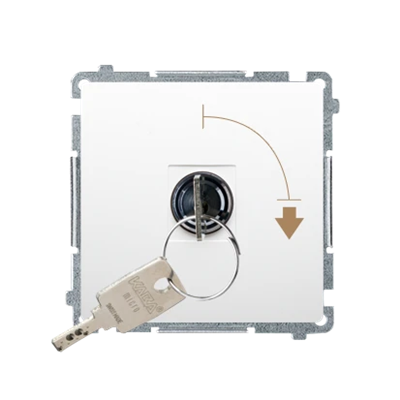 Pulsador unipolar con llave, 2 posiciones, blanco