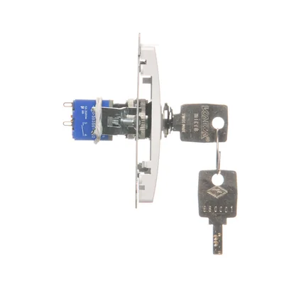 Pulsador unipolar con llave, 2 posiciones, blanco