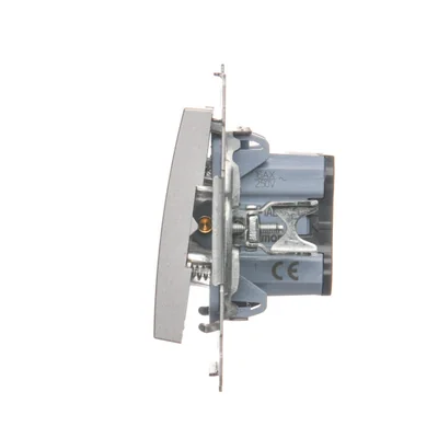 Pulsante a contatto singolo con retroilluminazione a LED senza pittogramma (modulo) 16A 250V morsetti a vite argento (metallizzato)