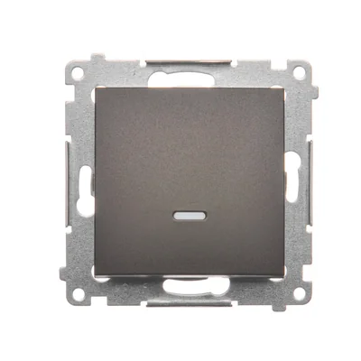Pulsante a contatto singolo con retroilluminazione a LED senza pittogramma (modulo) 230 V, marrone opaco metallizzato