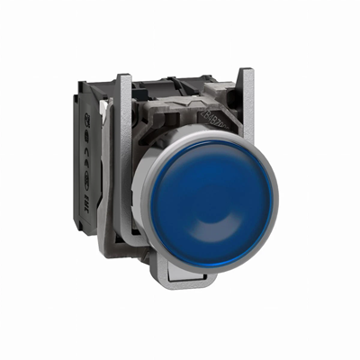 Pulsante coperto luminoso, 24V, blu