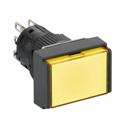 Pulsante Harmony XB6 illuminato giallo piatto 1 CO 24 V CC rettangolare in plastica