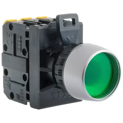 PULSANTE NASCOSTO VERDE ILLUMINATO 2 ZW ANELLO NICHELATO ST22-KLZ-20-230-LED\AC