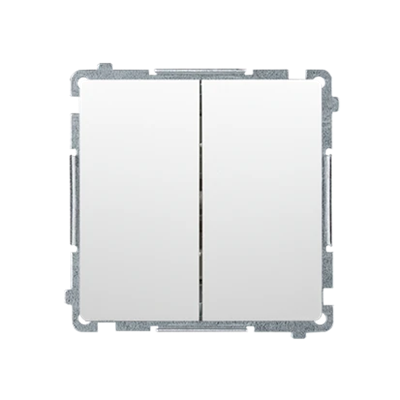 Pulsante normalmente aperto a doppia accensione: 2 ingressi 2 uscite (modulo) 16A 250V morsetti a vite bianco