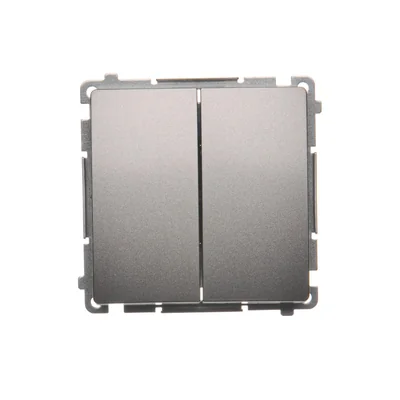 Pulsante normalmente aperto a doppio circuito: 2 ingressi, 2 uscite (modulo) 230V, inox metallizzato