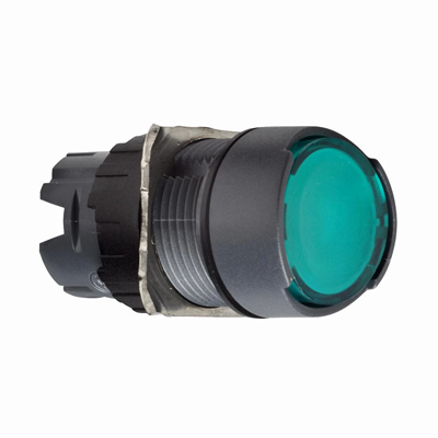 Pulsante piatto Harmony XB6, verde, con ritorno automatico, LED, plastica, rotondo