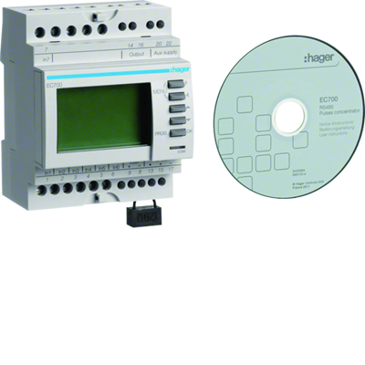 Pulse concentrator, 7 inputs, RS485/MODBUS output