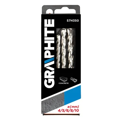 Punte per trapano per calcestruzzo da 4-10 mm, set da 5, punta a farfalla