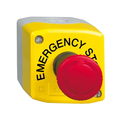 Pupitre de commande avec bouton coup de poing rouge Ø40 jaune 1NO+2NC rotation