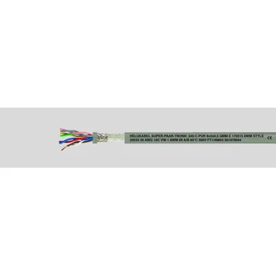 PUR-Kabel für Kabelträger gemäß UL/CSA SUPER-PAAR-TRONIC-340-C-PUR 4x2x0,25 mm² grau, farbige Adern gemäß DIN 47100