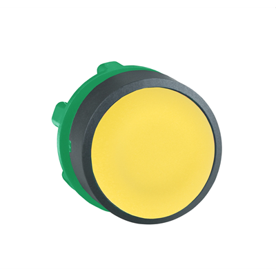 Push-button actuator, flush, spring return, flush, yellow