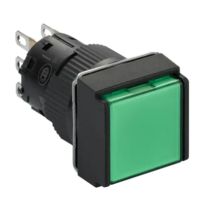 Pushbutton, Illuminated, Green, Flat, 1 CO, 24 V DC, Square, Plastic Harmony XB6