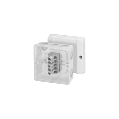 Puszka do instalacji wewnętrznych DE 9326 dławnice membranowe z zaciskami 5-biegunów 2,5 mm2 Cu IP55 biała