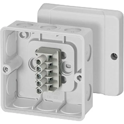 Puszka do instalacji wewnętrznych DE 9345 dławnice membranowe z zaciskami 5-biegunów 4mm2 Cu IP55 szara