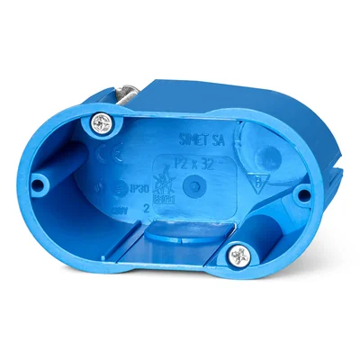 Puszka instalacyjna do pustych ścian kinkietowa P2x32 fi2x32mm niebieska
