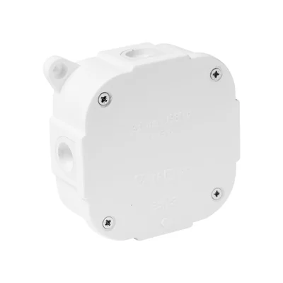 Puszka natynkowa z osłabieniami 4-wlotowa 88x88x40mm IP44 dekiel na 4 wkręty biała