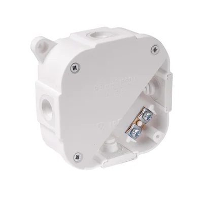 Puszka natynkowa z osłabieniami 4-wlotowa 88x88x40mm IP44 dekiel na 4 wkręty z zaciskami biała