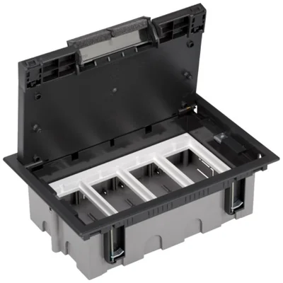 Puszka podłogowa 4-modułowa, 8x K45 + SM402/9, szary grafit