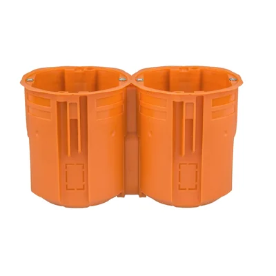 Puszka podtynkowa 60mm ekstragłęboka 80mm z wkrętami łączona za pomocą łącznika KG71 pomarańczowa