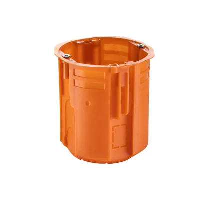 Puszka podtynkowa 60mm ekstragłęboka 80mm z wkrętami łączona za pomocą łącznika KG71 pomarańczowa