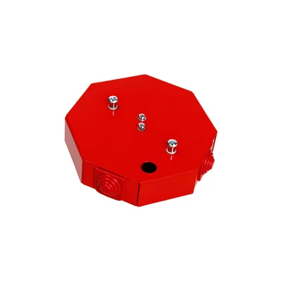 Puszka przeciwpożarowa ośmiokątna E90 z bezpiecznikiem 0,375A 3x2x4mm2 115x28x123mm czerwona