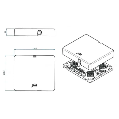 Puszka przyłączeniowa do kuchenek HAD02 128x110x22mm 5 szybkozłączek 4mm² biała