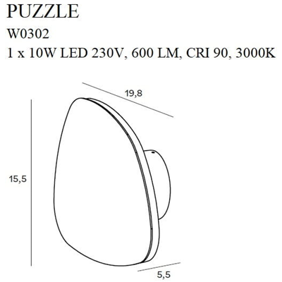 PUZZLE Lampada da parete 19,8 cm nera