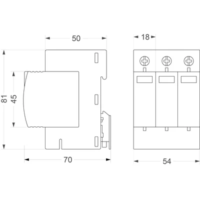 PV-Überspannungsableiter 3P (T1+T2 DC) BY7-40 1000VDC weiß