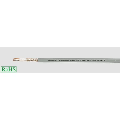 PVC kabel pro nosné kabely, stíněný SUPERTRONIC®-C-PVC 10x0,14 mm² šedý, barevné žíly dle DIN 47100