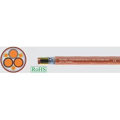 PVC kabel pro střídače TOPFLEX®-EMV-UV-3-PLUS-2YSLCYK-J 3x35+3G6 mm² černý, barevné žíly dle DIN VDE 0293-308