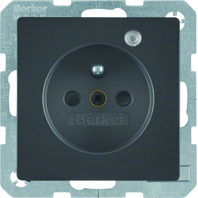 Q.1 Base de enchufe con puesta a tierra e indicador LED, terciopelo antracita