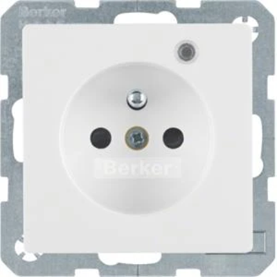 Q.1 Earthed socket and control LED with increased contact protection snow-white velvet