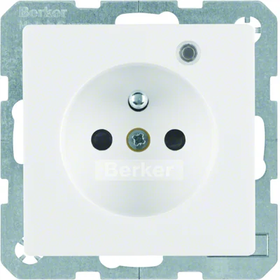 Q.1 Enchufe con conexión a tierra y control LED con mayor protección contra contactos, terciopelo blanco nieve