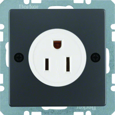 Q.1 Geerdete Steckdose USA/KANADA-Standard NEMA 5-15R anthrazitfarbene Schraubklemmen